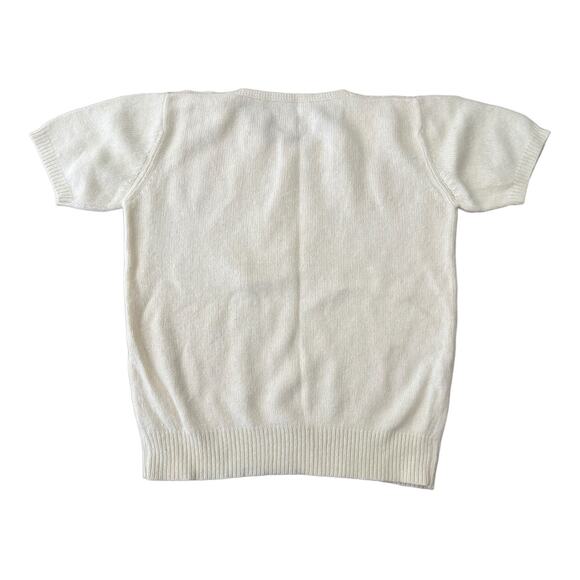 Vintage cream cable short sleeved sweater shoulder button closing size medium - Picture 6 of 11